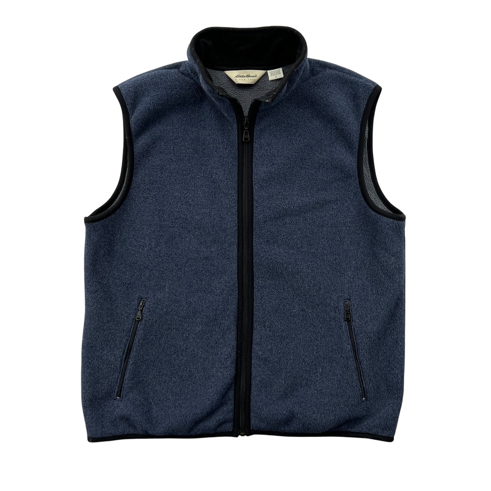 VTG 90s Eddie Bauer Fleece Vest Men L Blue Polartec Full Zip Sleeveless Canada